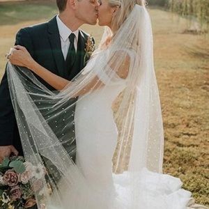Cathedral wedding veil with sparkle and pearls
